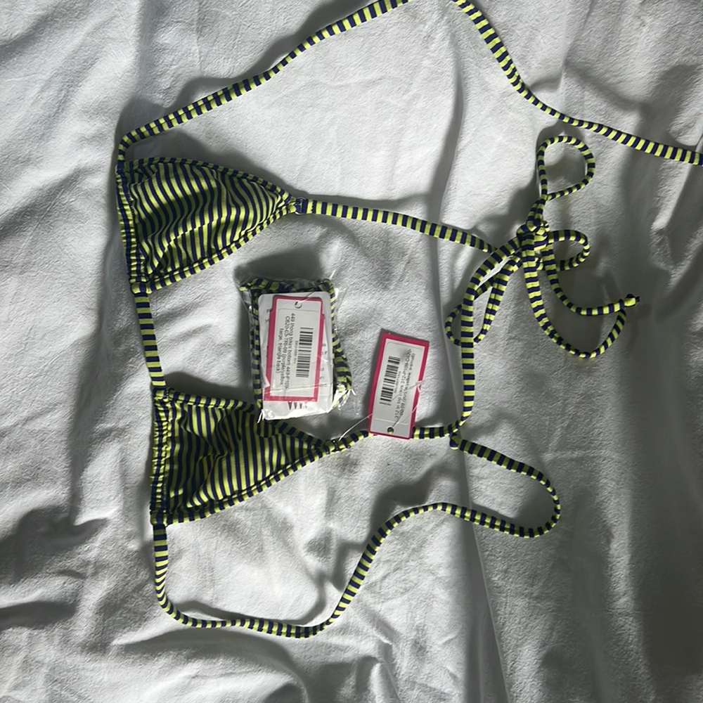 Striped Yellow and Black Bikini Top